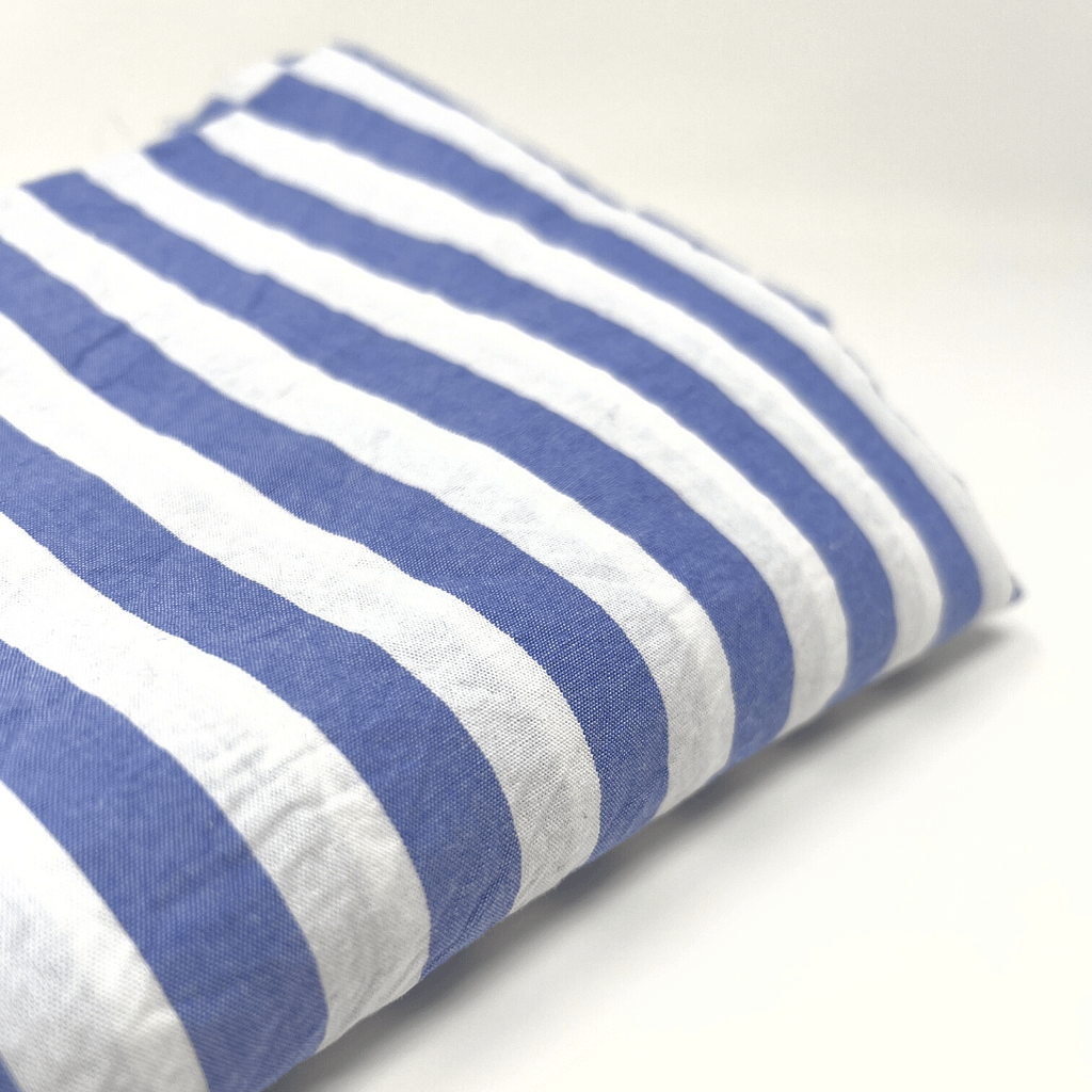 gorgeous blue and white striped cotton offers lightness