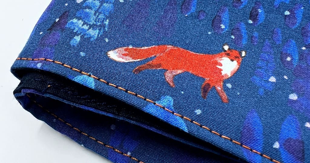 blue handkerchief with red foxes