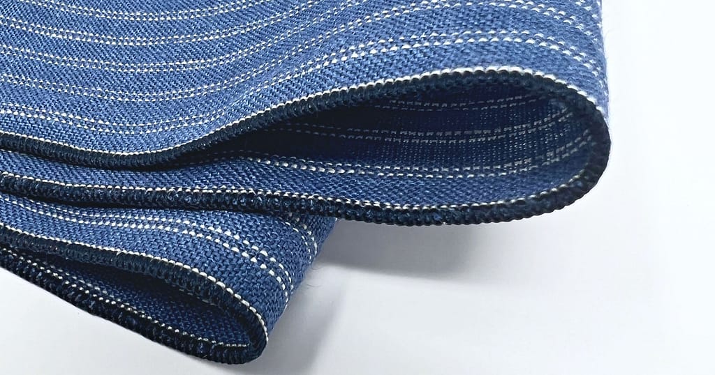 blue linen handkerchief with white stripes