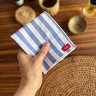 white and blue striped handkerchief