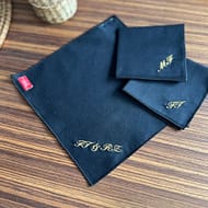 black and gold monogrammed handkerchief