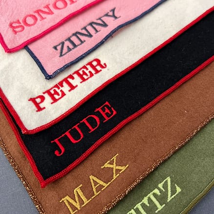 flannel handkerchiefs with embroidered name