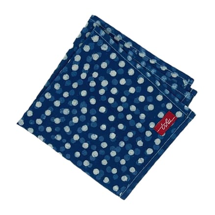mouchoir coton bio bleu à pois