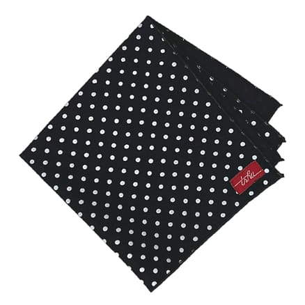 black and white handkerchief with polka dots