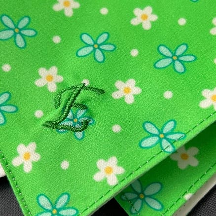 custom handkerchief with green and white flowers
