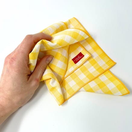 yellow and white checkered handkerchief