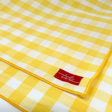 yellow and white checkered handkerchief