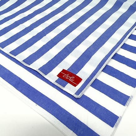 white and blue striped handkerchief