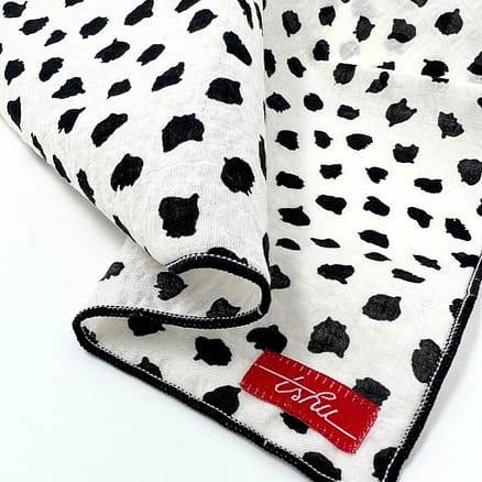 crinkled cotton lawn black and white spotted handkerchief