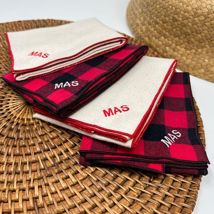 men's flannel handkerchiefs with personalized embroidery