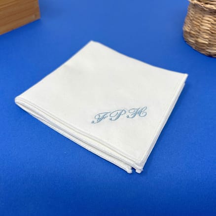 white monogrammed handkerchief