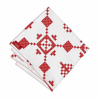 White and red handkerchief with snowflake pattern