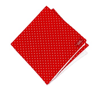 red handkerchief with white polka dots