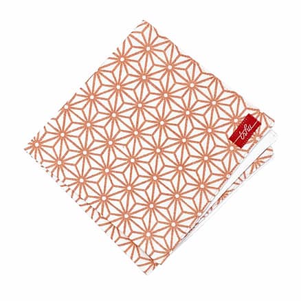 white and copper handkerchief with japanese pattern