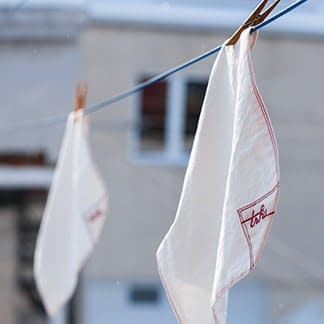 handkerchiefs on a clothesline