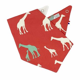 red bandana bib with giraffes